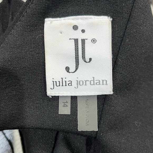 Julia Jordan Dress Size 14 Black White Stripe Knit Sheath Cut Out Back Zipper - Picture 11 of 14
